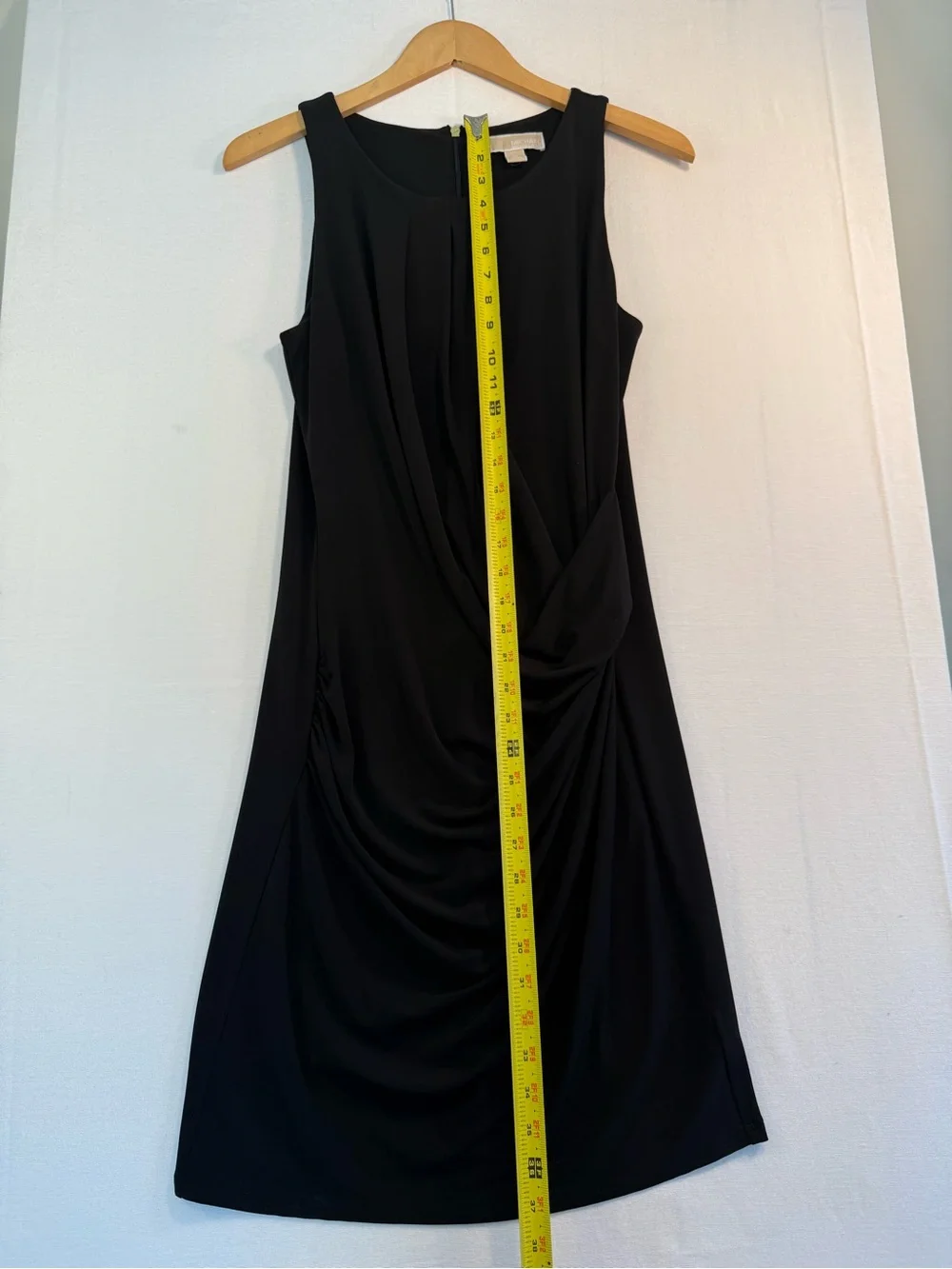 Michael Kors Black Sleeveless Draped Sheath Dress